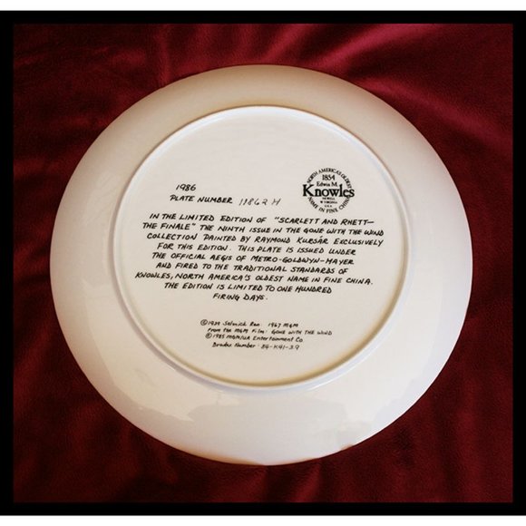 Gone With The Wind limited edition collectors plate Scarlett and Rhett - Kursay - Picture 2 of 2